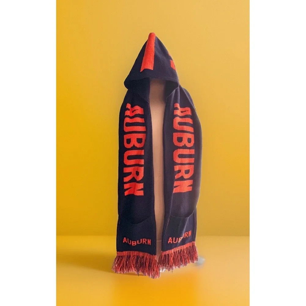 Auburn University Hooded Scarf with Pockets Navy Blue Orange 66